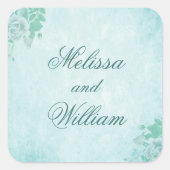 Blauwe bloem vierkante sticker (Voorkant)