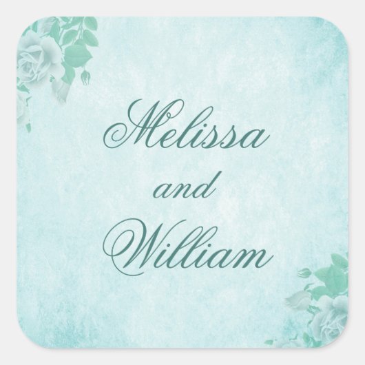 Blauwe bloem vierkante sticker (Voorkant)