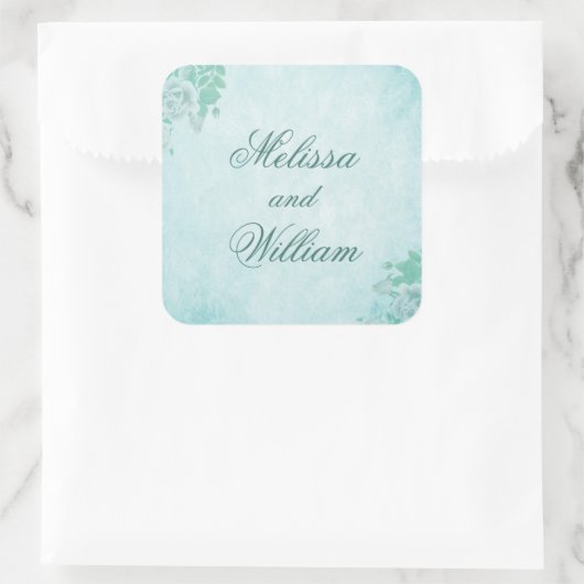 Blauwe bloem vierkante sticker (Tas)