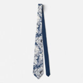 Blauwe Bloem Vintage Bloem Halsdas Stropdas (Voorkant)
