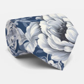 Blauwe Bloem Vintage Bloem Halsdas Stropdas (Opgerold)