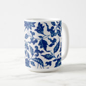 Blauwe Bloem Vintage Patroon Koffiemok (Voorkant rechts)