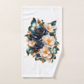 Blauwe Bloem Vlinder Bad Handdoek | Elegante Bloem (Handdoek)