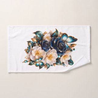 Blauwe Bloem Vlinder Bad Handdoek | Elegante Bloem