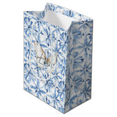 Blauwe Bloem Vlinder Liefde Medium Cadeauzakje (Voorkant Gekanteld)