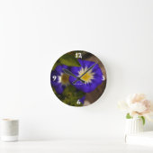 Blauwe Bloem Wandklok (Huis)