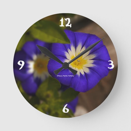 Blauwe Bloem Wandklok (Voorkant)