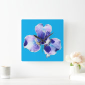 Blauwe bloem wandklok (Huis)