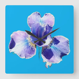 Blauwe bloem wandklok