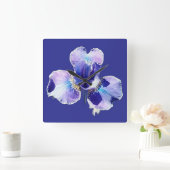Blauwe Bloem Wandklok (Huis)