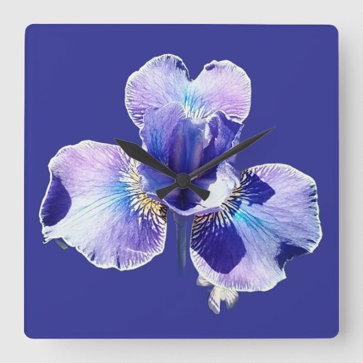 Blauwe Bloem Wandklok (Voorkant)