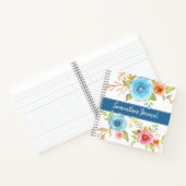 Blauwe bloem waterverf aangepaste script naam vier notitieboek (Binnen)