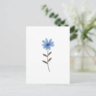 Blauwe Bloem Waterverf Elegante Bloemschilderkunst Briefkaart