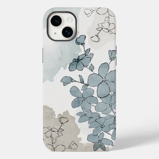 Blauwe bloem waterverf natuurlijke boho clean Case-Mate iPhone case (Achterkant)
