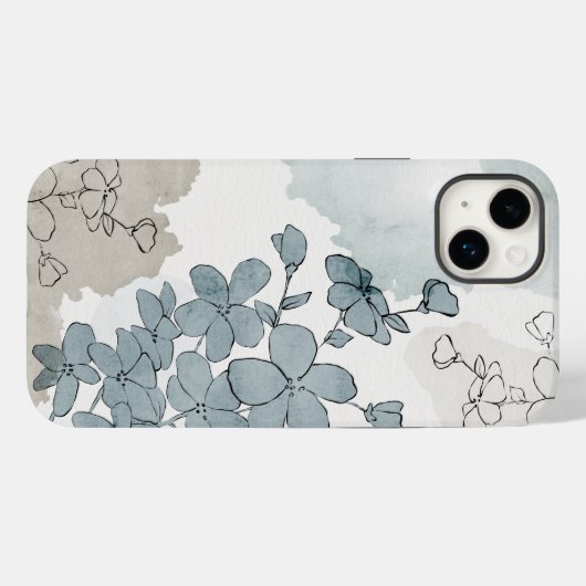 Blauwe bloem waterverf natuurlijke boho clean Case-Mate iPhone case (Achterkant (horizontaal))