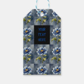 Blauwe bloem waterverf patroon cadeaulabel (Voorkant)