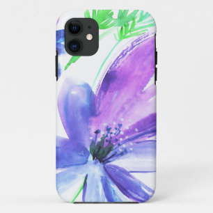 Blauwe bloem waterverf schilderkunst Case-Mate iPhone case