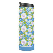 Blauwe Bloem Witte Roos Trendy Stijl Thermosbeker (Geroteerd rechts)