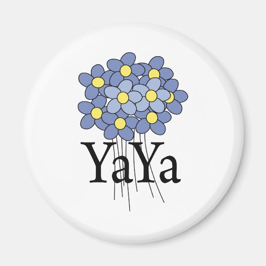  blauwe bloem YaYa T-shirt Magneet (Voorkant)