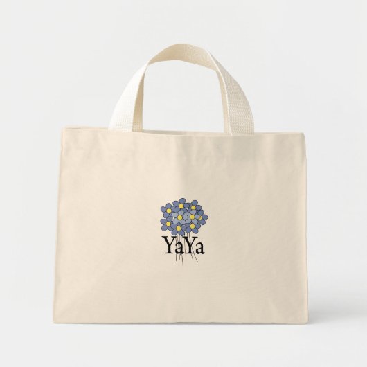  blauwe bloem YaYa T-shirt Mini Tote Bag (Voorkant)
