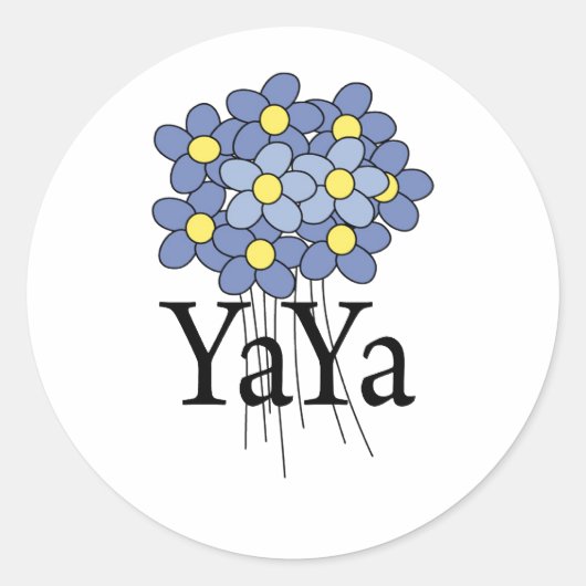 blauwe bloem YaYa T-shirt Ronde Sticker (Voorkant)
