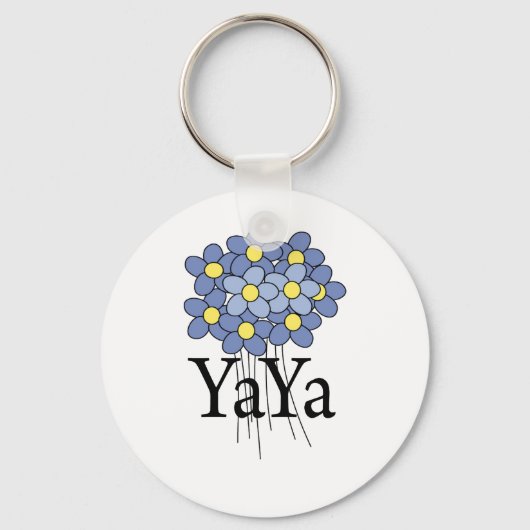  blauwe bloem YaYa T-shirt Sleutelhanger (Voorkant)