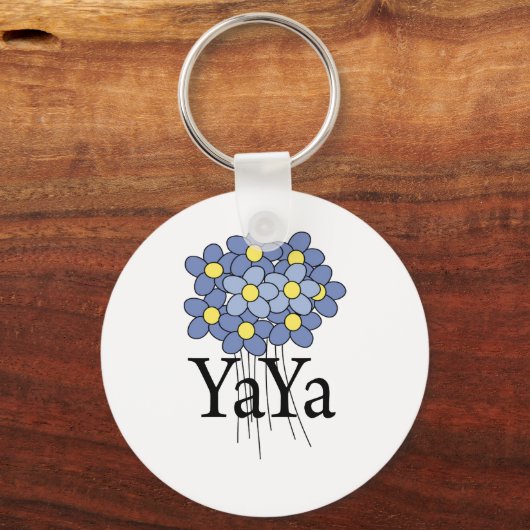  blauwe bloem YaYa T-shirt Sleutelhanger (Voorkant)