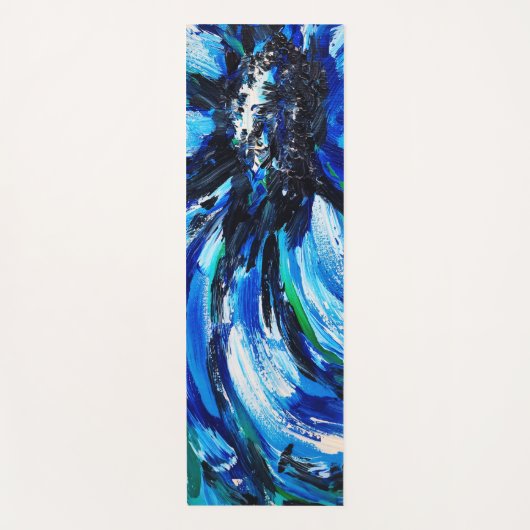 Blauwe bloem yogamat (Voorkant)