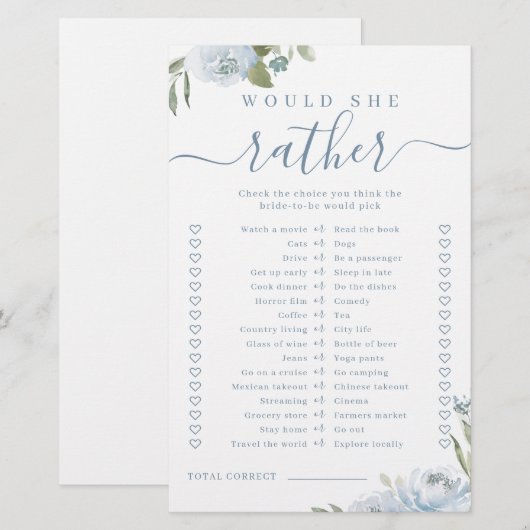 Blauwe bloem zou ze liever vrijgezellenfeest spele (Voorkant / Achterkant)