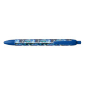 Blauwe bloem zwarte inkt pen (Achterkant)
