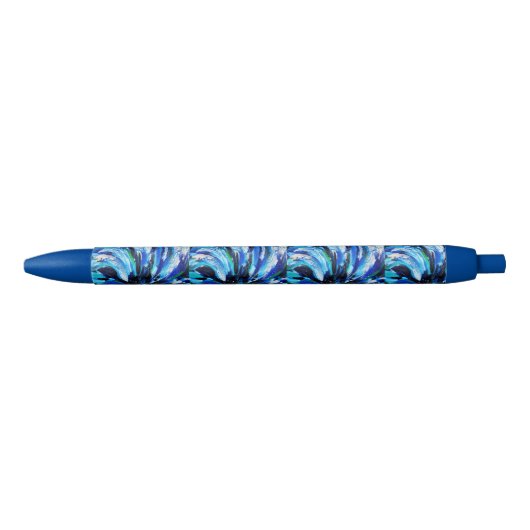 Blauwe bloem zwarte inkt pen (Voorkant)
