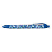 Blauwe bloem zwarte inkt pen (Bovenkant)