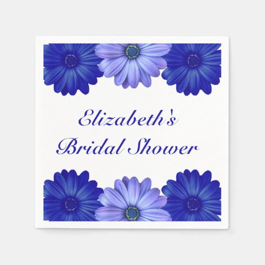 Blauwe Bloemachtige Bruidsdouche Servet (Voorkant)