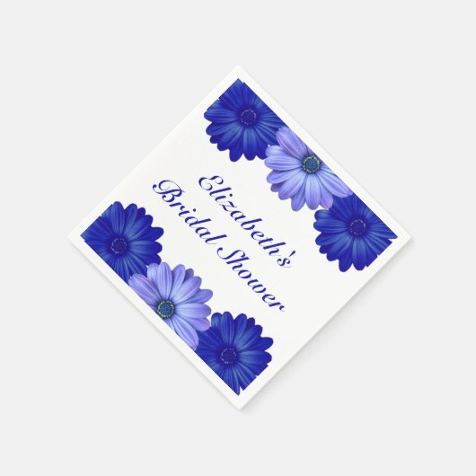 Blauwe Bloemachtige Bruidsdouche Servet (Hoek)