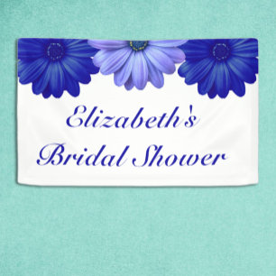 Blauwe Bloemachtige Bruidsdouche Spandoek