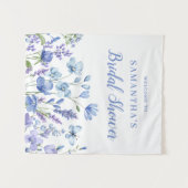 Blauwe Bloemachtige Bruiloftsdouche Wandkleed (Voorkant (horizontaal))