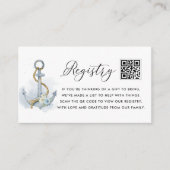 Blauwe Bloemanker Babyshower QR Code-lijst Informatiekaartje (Voorkant)