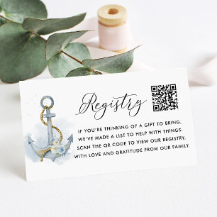 Blauwe Bloemanker Babyshower QR Code-lijst Informatiekaartje
