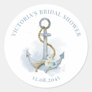 Blauwe Bloemanker Bruiloft voor Bruid Ronde Sticker