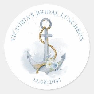 Blauwe Bloemanker Zeevaart Bruiloftslunch Ronde Sticker