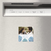 Blauwe bloemblaadjes bloeien Save the Date Bruilof Magneet (Insitu (Vaatwasser))