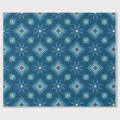 Blauwe bloemblaadjes en concentrische, blauwe groe cadeaupapier (Vlak)