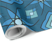 Blauwe bloemblaadjes en concentrische, blauwe groe cadeaupapier (Rol Hoek)