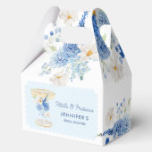 Blauwe Bloemblaadjes en Prosecco Bloemige Bruidsdo Bedankdoosjes (Achterkant)