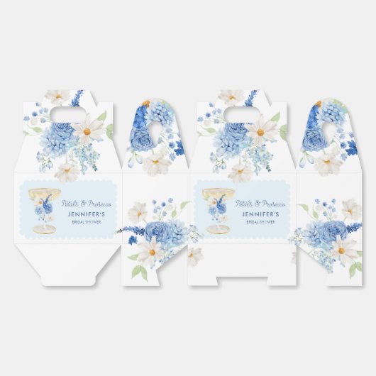 Blauwe Bloemblaadjes en Prosecco Bloemrijke Bruids Bedankdoosjes (Ongevouwen)