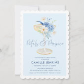 Blauwe bloemblaadjes en Prosecco Garden Bridal Inv Kaart (Voorkant)