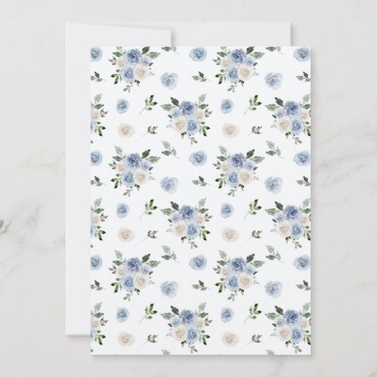 Blauwe bloemblaadjes en Prosecco Vrijgezellenfeest Kaart (Achterkant)