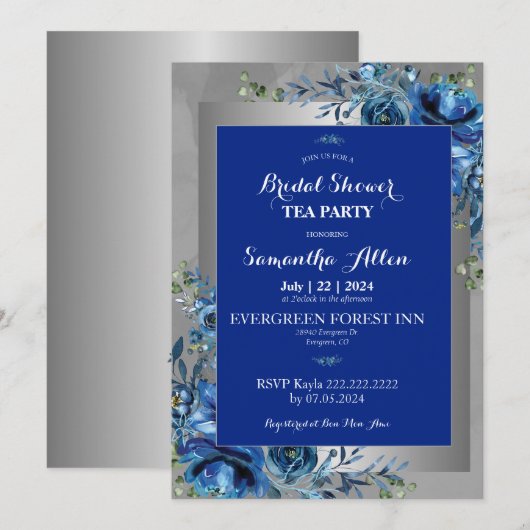 Blauwe bloemblaadjes van de liefde: Doe mee voor e Kaart (Voorkant / Achterkant)