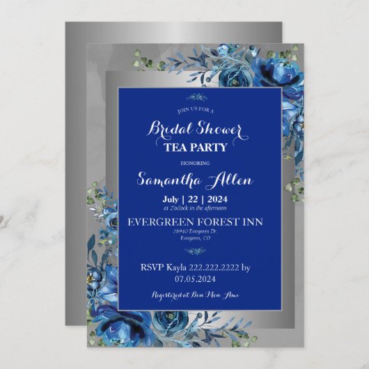 Blauwe Bloemblaadjes van Liefde: Doe mee met ons B Kaart (Voorkant / Achterkant)