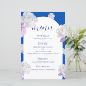 Blauwe Bloemboog Trouw Menu Kaart (Staand voorkant)